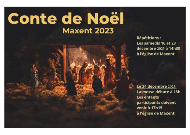 Un conte de Noël précédera la veillée de la messe de Noël, dimanche 24 décembre 2023, à 18h, à l’église de Maxent.